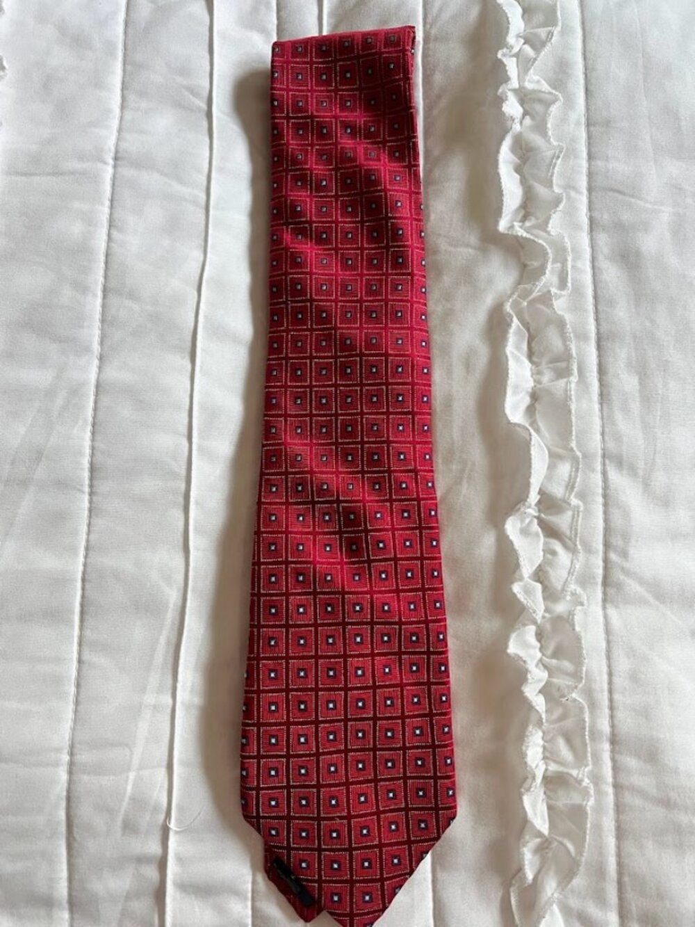 US Polo Association Red Geometric Silk Tie